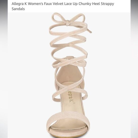 Faux velvet lace up chunky heel fuchsia color size 9 - Picture 2 of 11